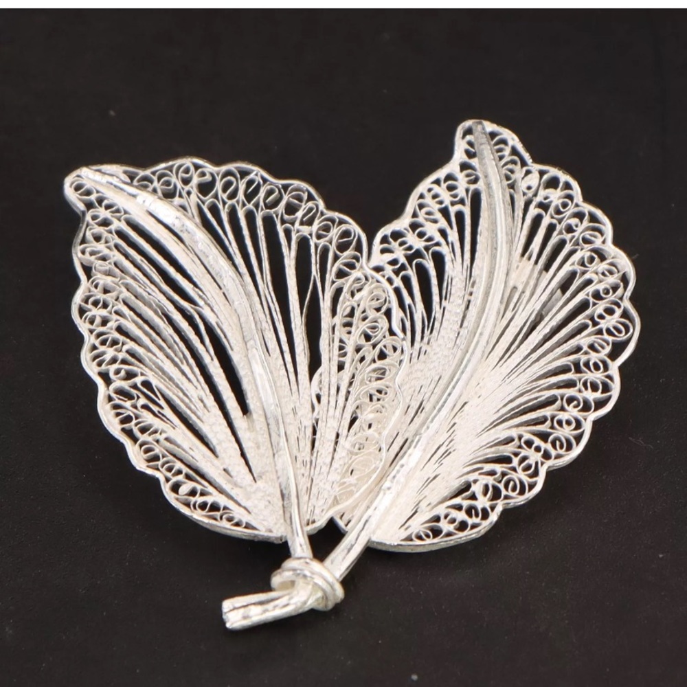 VTG Sterling Silver - Filigree Leaf Leaves Plant